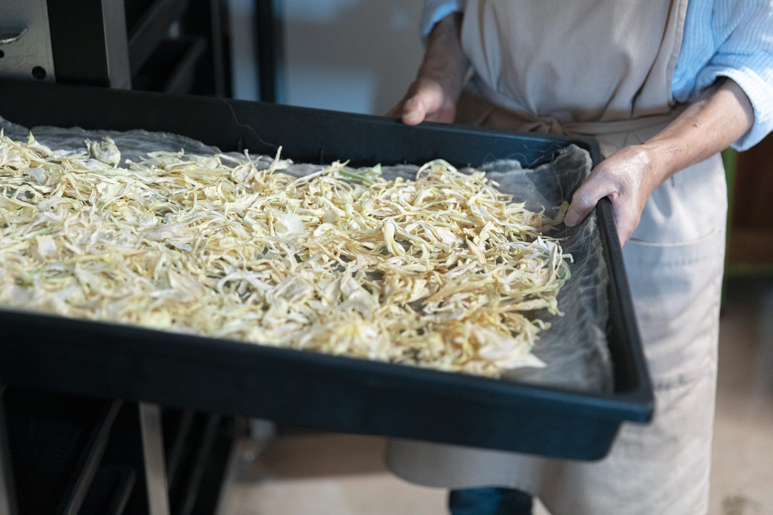 乾燥野菜の加工風景